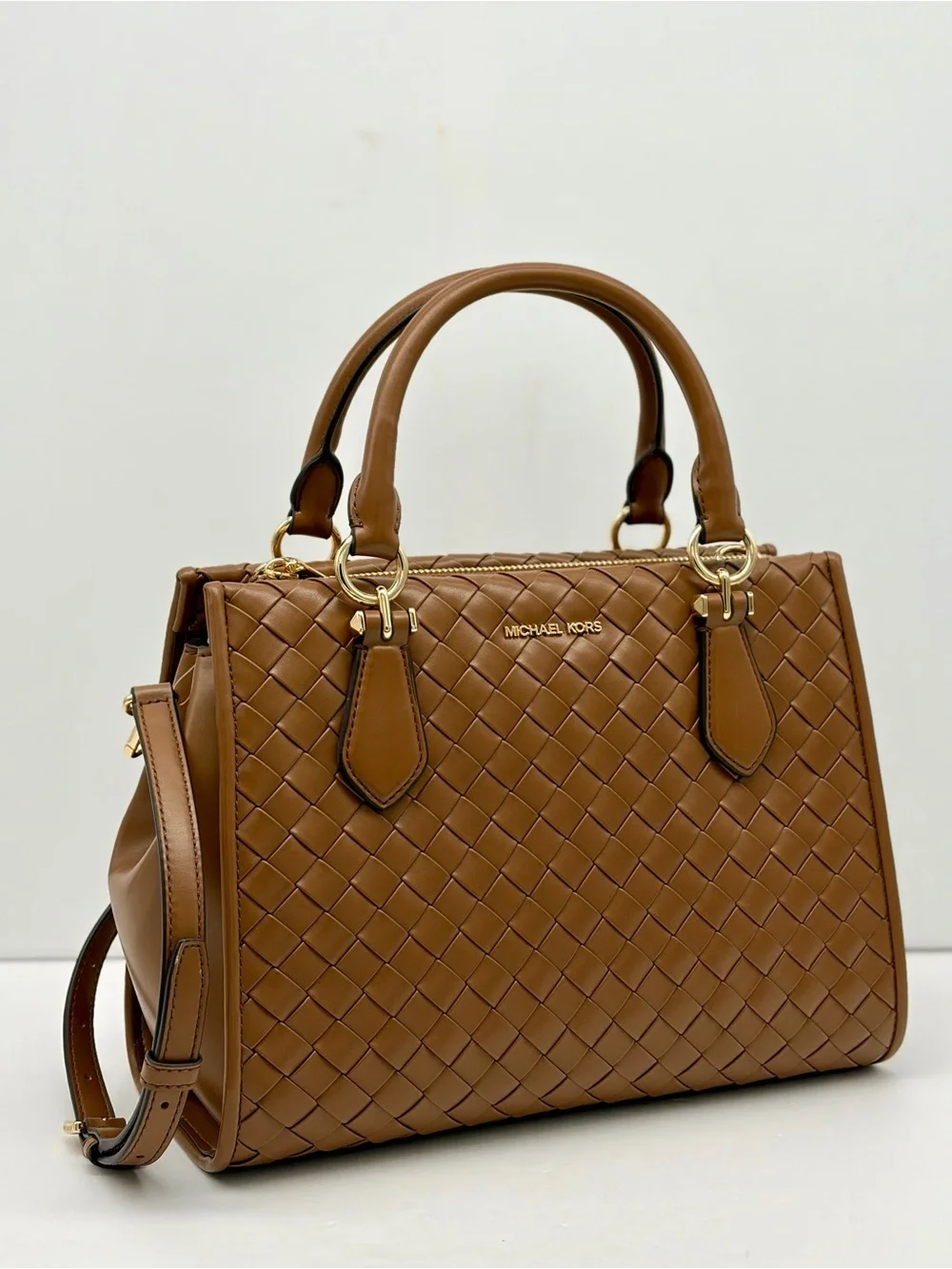 MICHAEL KORS Marilyn Medium Woven Satchel Crossbody Luggage